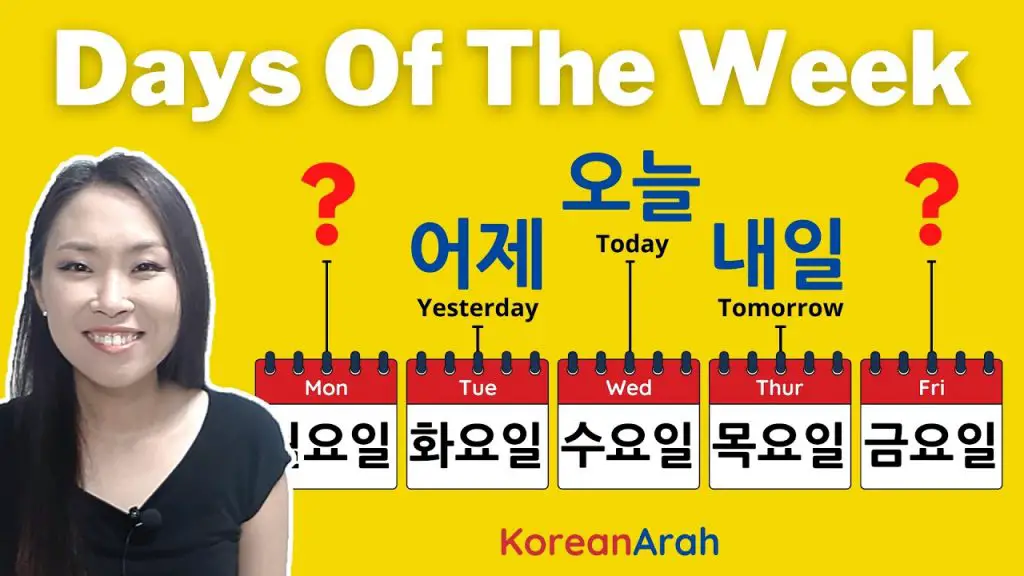 days of the week in korean meaning